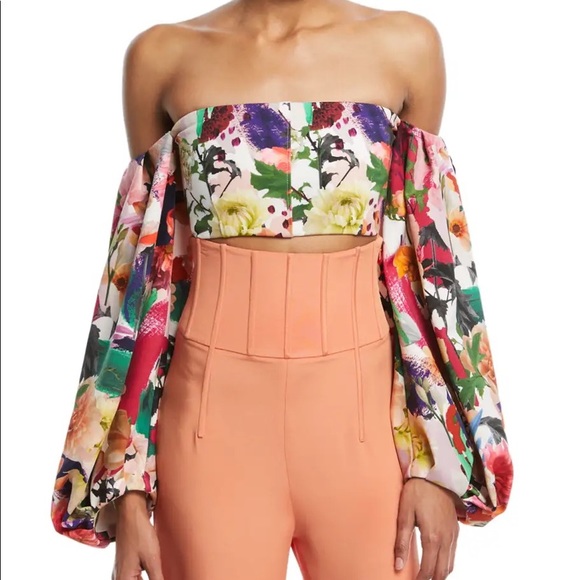 NWT Cushnie Carlita floral top, size 0 - Picture 3 of 3
